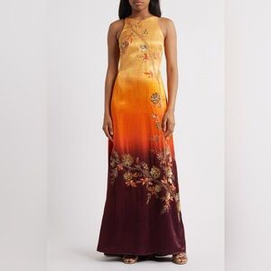 Sani Beaded Satin Gown Dusky Ember